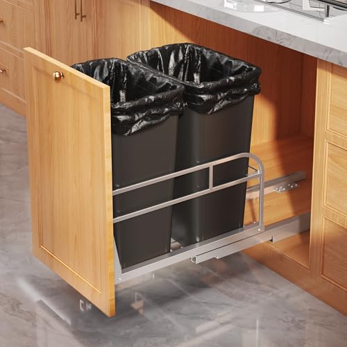 28-40 QT Pull Out Trash Can Under Cabinet with Soft-Close Slides,Heavy Duty Slide Out Under Sink Garbage Can Kit for Kitchen,Garbage Can Not Included,Requires Minimum Cabinets Opening 17