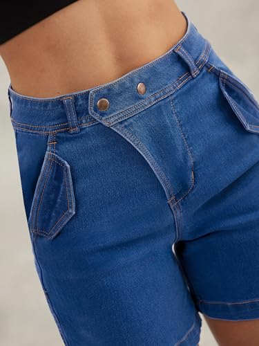 Image of Dolce Crudo Above Knee Denim Shorts for Women