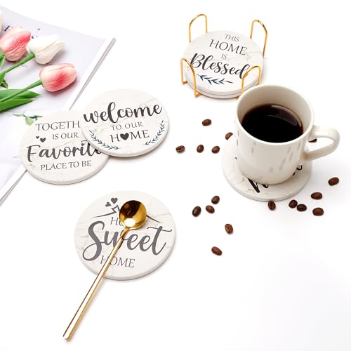 Housewarming-Gifts-for-New-Home-Farmhouse-Decor-Coasters-Set-of-6-Pack-Ceramic-Coasters-for-Coffee-Table-Cup-Coasters-Modern-House-Warming-Gift-Decorations-Coster-Cute-Marble-Drink-Coasters-Set Housewarming Gifts for New Home Farmhouse Decor Coasters Set of 6 Pack Ceramic Coasters for Coffee Table Cup Coasters Modern House Warming Gift Decorations Coster Cute Marble Drink Coasters Set