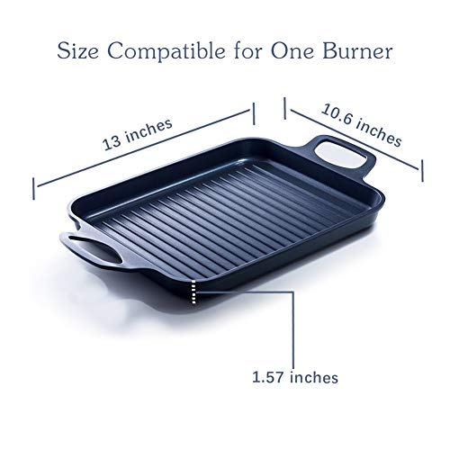 S·KITCHN Grill Pan Griddle Grill with Dual handles, Stove Top Grill Induction Griddle, Square Indoor Grilling Pan