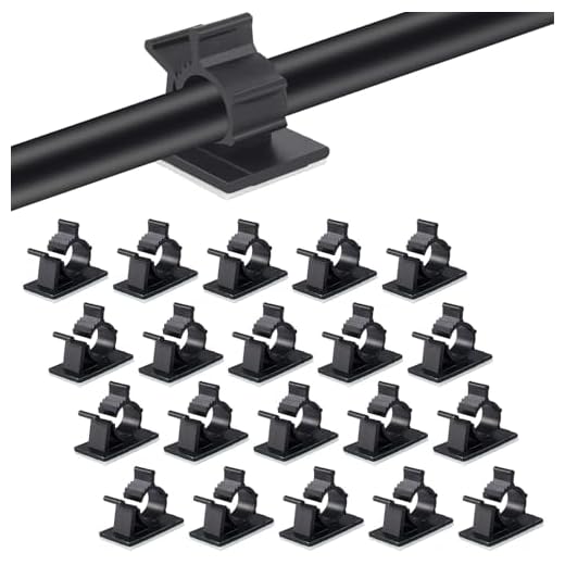 Viaky 30 Pcs Black Cable Wire Clips Adjustable Nylon Wire Holder Adhesive Cable Management Suitable for Maximum Diameter 0.5 inch (12.5mm) Cables