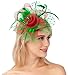 Myjoyday Christmas Feather Fascinators Cocktail Tea Party Headbands Wedding Hats Headwear for Women Hat Hair Clip (Red & Green)