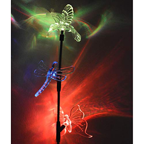 Luminária Solar Jardim PVC beija-flor, Borboleta e Libélula 1382