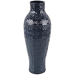 Deco 79 Metal Decorative Vase Dimensional Textured Centerpiece Vase with Wavy Pattern, Flower Vase for Home Decoration 9" x 9" x 24", Dark Blue