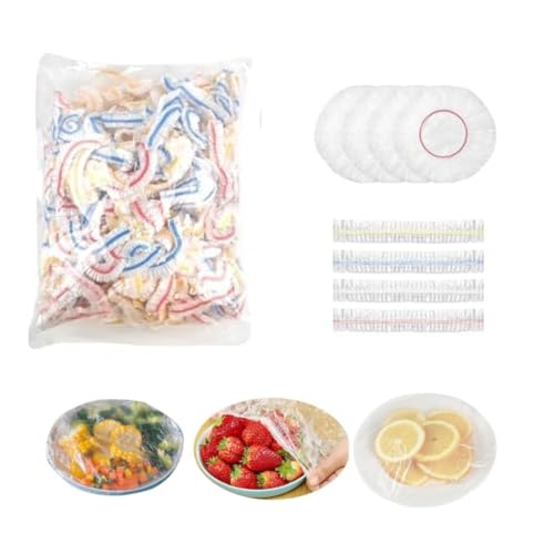 500 pièces Couvre plat elastique réutilisable, Film Etirable Elastique en Plastique Jetable, charlotte alimentaire reutilisable, Film Alimentaire transparent pour conserver la fraîcheur des aliments