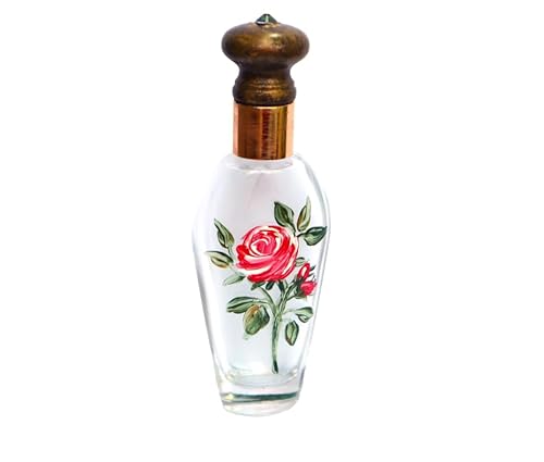 Elegant Hand-Painted Red Rose Glass Perfume Bottle - Refillable Vintage Decorative Accessory for Women’s Vanity - Image 6