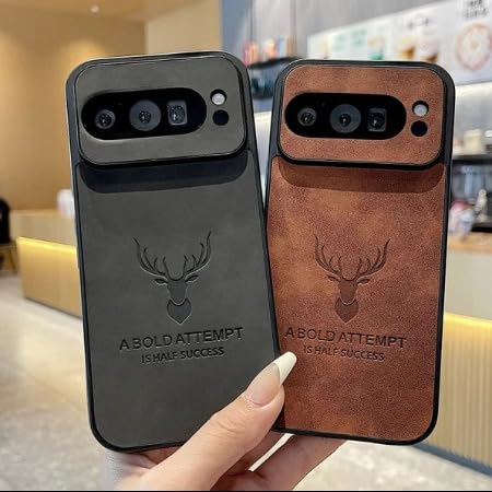 Image of MILLION CASES Back Cover Case for Google Pixel 9 Shockproof Protective Deer Embossed PU Leather Case for Men & Boys(Brown)