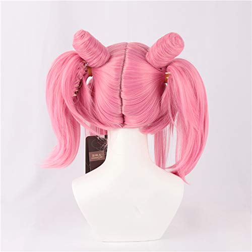 Child Halloween Cosplay Use Pink Straight Hair Wig With Bangs Synthetic Cosplay Wig Japanese Anime Heat Resistant Fiber Full Machine Wig 16 Inch 150% Density #TOP4