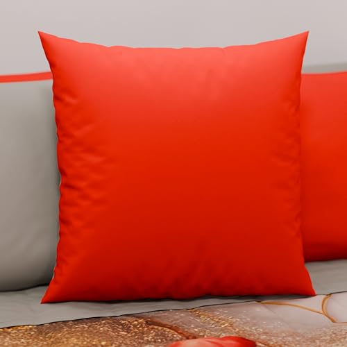 PETTI Artigiani Italiani - Paar Kissenbezüge 60 x 60 cm aus Mikrofaser, Dekokissen für Schlafzimmer, Sofa, Set mit 2 Kissenbezügen, doppelseitiger Kissenbezug rot und grau