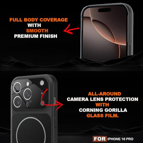 Image of SHINESTAR iPhone 16 Pro Case - Premium Shockproof Protective Cover, Wireless Charging Compatible, Slim & Durable Luxury Back Cover with Camera Protection (Black)