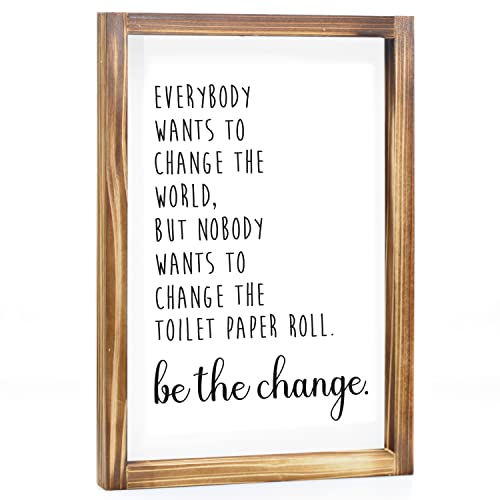 Everyone Wants To Change The World Bathroom Signs 11X16 Inch, Funny Bathroom Sign Decor Farmhouse, Bathroom Wall Decor, Bathroom Decor, Funny Bathroom Wall Art, Guest Bathroom Decor #TOP29