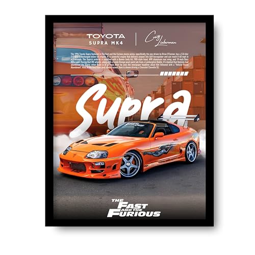 Image of Posternet TOYOTA Supra MK4 Wall Poster Frames | 8 x 12 inch | Fast and Furious Themed JDM Cars | Hanging Wall Artwork Frames for Living Room, Bedroom, Office and Etc