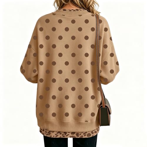 Brown Leopard Sweatshirt Women Oversized Crewneck Cheetah Print Graphic - image 3