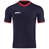 OMKA Trikot Teamwear Fußball Handball Rugby Laufsport Volleyball Uniformhemd, Größe:L, Farbe:Marineblau/Rot