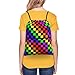 SEOCKA Black Rainbow Race Checkered Flag Drawstring Backpack Gym Bag Sackpack Zipper Cinch Sports Backpack For Men Women