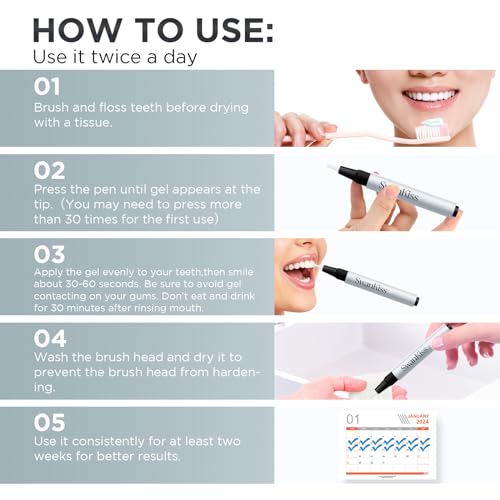 SwanKiss Teeth Whitening Gel - No Sensitive Tooth Whitener - 35% Carbamide Peroxide Whitening Pen - Day and Night Use for Whiter Teeth, Travel-Friendly for Whitening Essence Kit, 3PCS 9ml (Silver) - Image 6