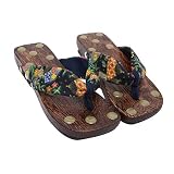 Milisten Elegante Damen Sommer Plateausandalen mit Massagefunktion und Slip On Design Bequeme Massageclogs aus Baumwolle für Freizeit und Alltag in Schwarz