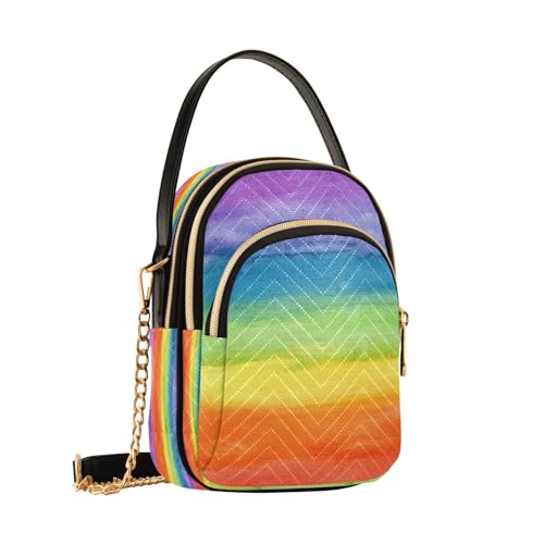 Unicorn Background with Rainbow Crossbody Handbags for Women Casual Leather Shoulder Phone Purse2