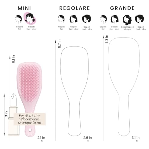 Tangle Teezer Mini Ultimate Detangler - Per Capelli Bagnati E Asciutti - Spazzola Districante Per Tutti I Tipi Di Capelli - Spazzola Tascabile Da Viaggio Perfetta Per Bambini - Rosa Cipria - 6
