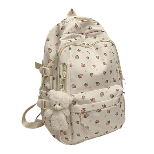 AIXXCUVQ Mochila feminina cereja estética de nylon com linda mochila escolar e cereja para o dia a dia para o início das aulas, Tipo + 4