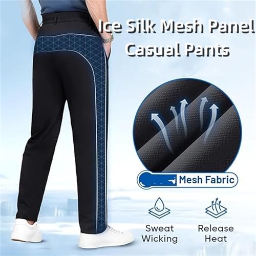 Meshirons - Ice Silk Mesh Panel Casual Pants, Quick Drying Breathable, Mesh Irons Cooling Pants for Men Over 552