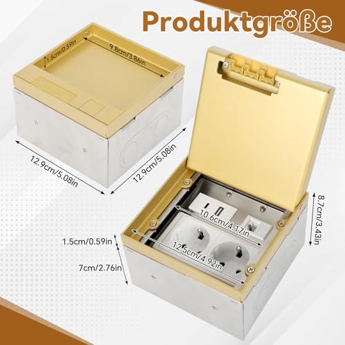 Enchufe de suelo empotrable con USB y doble toma de corriente AC 2