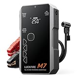 LUCKFIRE M7 TÜV-Zertifizierte Auto Starthilfe Powerbank für Pkw, SmartIgnition 12V Jump Starter Powerbank mit Kompressor, 60Wh Tragbarer Booster für bis zu 10-L Benzin- und 8,5-L Dieselmotoren