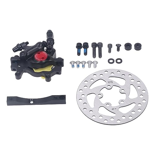 RiToEasysports Electric Scooter Brake Disc Kit, 120mm Oil Brake Conversion Base Mechanical Brake Disc Brake Caliper Kit for M365 Pro Pro 2 (Bent)