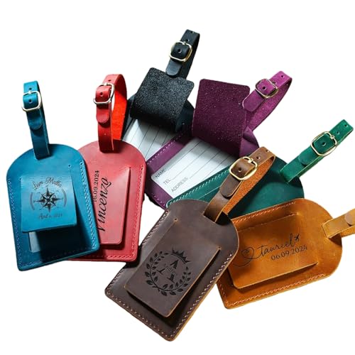 Custom Engraved Vintage Cowhide Aircraft Boarding Pass Luggage Tag, Travel Box Hanging Tag Checked in Leather Luggage Tag, Personalized Gift for Men