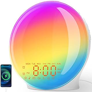Sunrise Alarm Clock, Wake Up Light Fullscreen,14 Light Modes No Shadow, Sunrise Simulation and 8 Natural Sounds, Alarm Clock for Heavy Sleepers Adults Kids, Light Alarm Clock Dual and Snooze Function