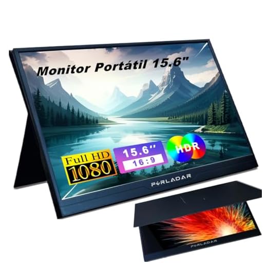 Monitor Portátil 15.6 polegadas FHD 1080 P USB C HDMI Gaming Ultra-Slim IPS Display w/Smart Cover & Speakers Monitor de Viagem Externo para Laptop PC Phone PS5 Xbox