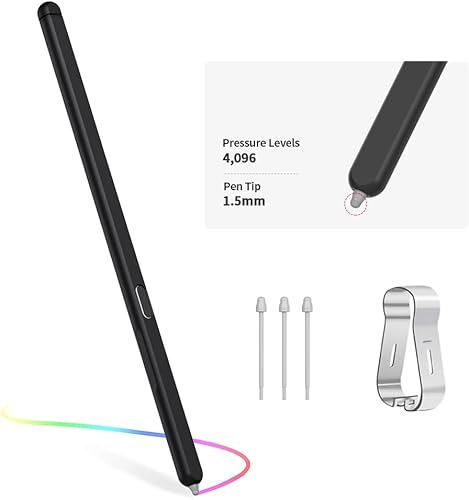 Miniatura 10 de TUCANA Repuesto Slim S Pen compatible con Galaxy Z Fold5, Z Fold6 sin Bluetooth, lápiz capacitivo de nivel de presión 4096 (rosa)