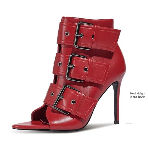 Image of Peep Toe Booties Women Stiletto Heels Sexy Dance Heels
