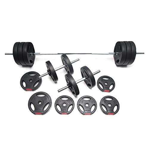 BODYPOWER 52kg Tri-Grip Vinyl Weight Set With 2 Piece Bar
