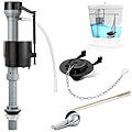 Saillong Universal Toilet Flusher Replacement Kit, Fill Valve, 2-Inch Flapper, Front Mount Handle Lever, Water-Saving, Adjustable Toilet Repair Kit Inside Tank, Easy to Install(Black)