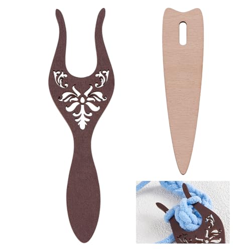 NBEADS 6 Stück Strickgabel Set, Lucet Fork Big Eye Weaving Needles Kit Holzwebwerkzeuge Für Handgefertigte Armbänder Halsketten Geflochtene Kordeln DIY Bastelprojekte