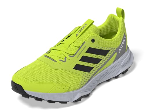 adidas Men's Terrex Tracefinder Trail Running Sneaker, Lucid Lemon/Black/Solid Grey, 9