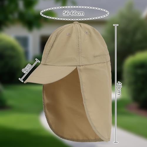 TYXHXTF Waterproof Baseball Cap Mens with Neck Flap, Outdoor Brim Sun Legionnaires Hat, UV Protection Sun Hats Women, Sun Safe Bush Cap Gents and Long Neck Cover Hiking Breathable Adjustable - Image 4