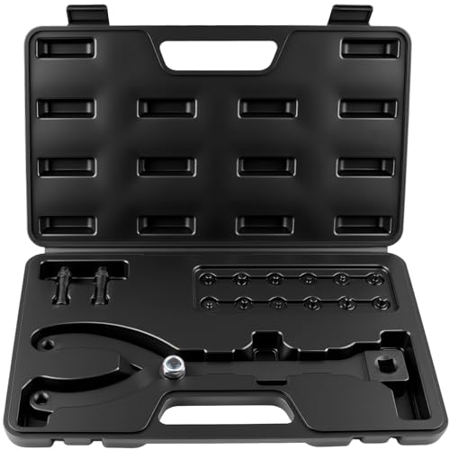 Jiimee 15pcs Pulley Holder Tool Kit, Universal Adjustable Spanner Wrench Set with Variable Pins, 1/2