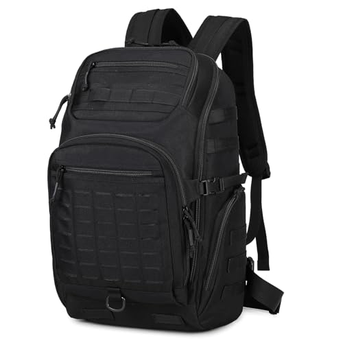 VINBAGGE Mochila Táctica 40L Hombre Mochila de Senderismo Mochila de Trekking Mochila de Pesca Molle Bolsa de Hombro para Supervivencia Outdoor Camping Viajes Bundeswehr Mochila Negro