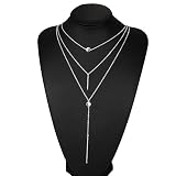 Asphire Bohemian Layered Bar Necklace Disc Long Pendant Y Necklace Boho Dainty Lariat Choker Jewelry
