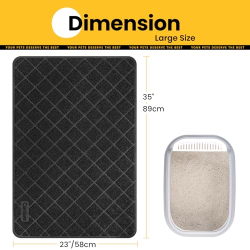 Image of Conlun Cat Litter Mat Litter Trapping Mat, 35 inch x 23 inch Premium Durable PVC Grid Mesh with Scatter Control, Non-slip, Less Waste Cat Litter Box Mat, Soft on Kitty's Paws, Urine Waterproof
