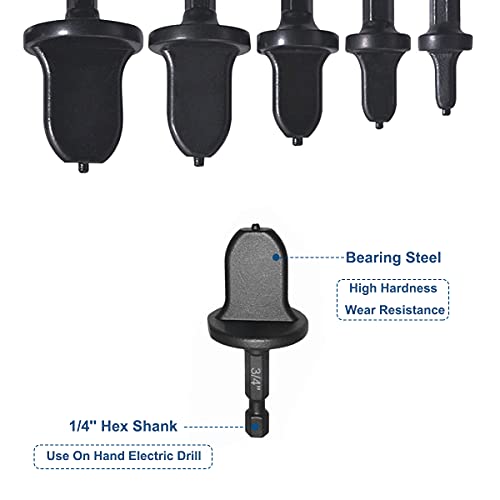 Seonfook 5Pcs Swaging Tool Drill Bit Set Copper Pipe Flaring Tools With 1/4'' 3/8'' 1/2'' 5/8'' 3/4'' Bits Multifunction Tube Expander Portable Drill Bit Repairing Kit 1/4-Inch Hex Shank Hvac Tool #TOP2