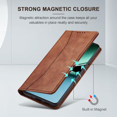 Image of Jasonyu Case for OnePlus Nord 4 5G Leather Wallet Flip Cover with Card Holder,Kickstand, Magnetic Closure,TPU Shockproof Phone Case Compatible with OnePlus Nord 4 (Brown)
