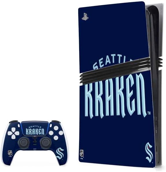 Skinit Decal Gaming Skin Compatible with PS5 Pro Bundle - Officially Licensed NHL Seattle Kraken Script Design