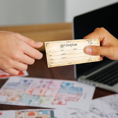 50 conjuntos de vales de presente para empresas, vales-presente em branco com envelopes, vales de pr