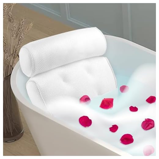 Luxurious Bath Pillow Non-Slip and Extra Thick with Head, Neck, Shoulder and Back Support. Soft and Large 14x13x4 Inches for The Ultimate Bathtub Relaxation Experience. Fits Any Tub