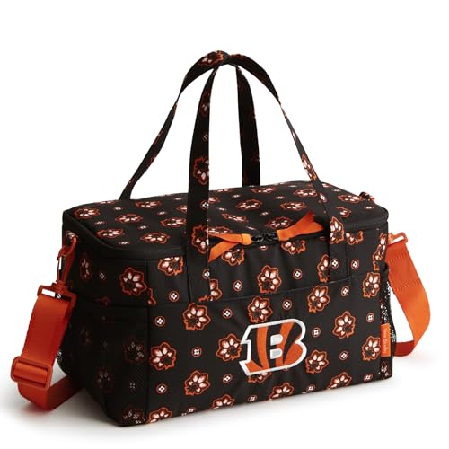 Vera Bradley Women's Recycled Lighten Up Nfl Cooler (Multiple Teams Available), Cincinnatibengalsonblack/Orangebandana, One Size
