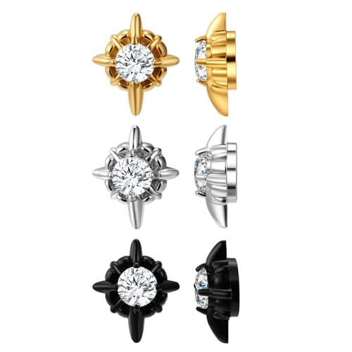 イヤリング 磁気 セット 三ペア入れ レディース: 星 ラインストーン付き シンプル おしゃれ ファッション 美観 穴なし プレゼント ギフト 記念日 誕生日