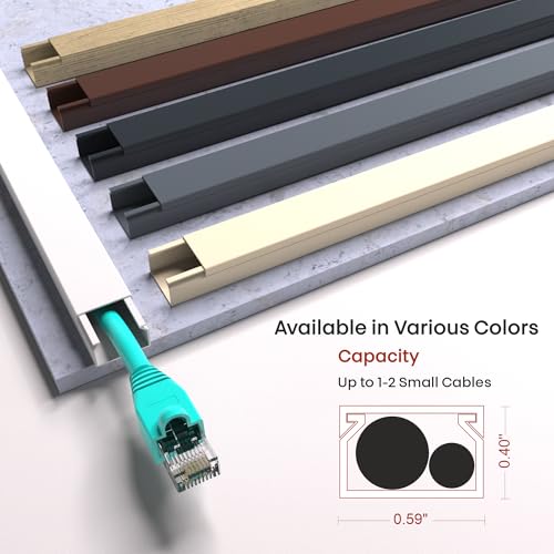 Image of EVZA 157in Cord Hider for 1-2 Wire, Self Adhesive One-Cord Channel Cable Concealer, Paintable Cable Covers for TV Cords on Wall, Cable Raceway Kit for Extension Cord, Ethernet Cables, Speaker Wires